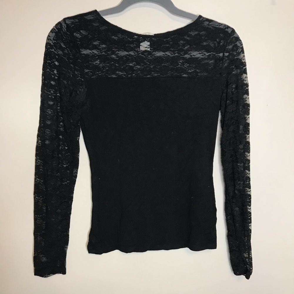 Lace top black long sleeve top